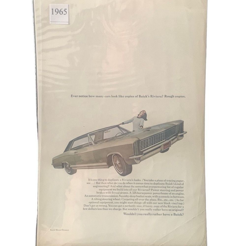 Vintage 1965 Buick Riviera Wouldn’t You Rather a Buick Ad Advertisment